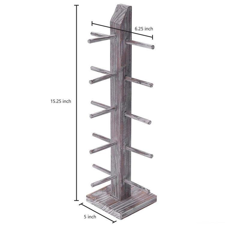 Rustic Torched Wood Tabletop Sunglass Display Stand - Mygiftss