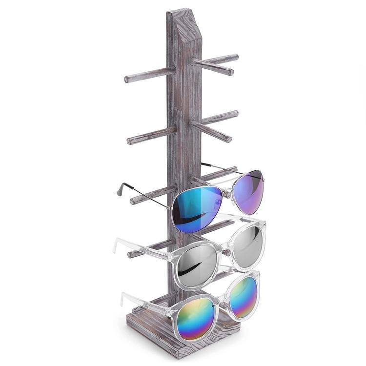 Rustic Torched Wood Tabletop Sunglass Display Stand - Mygiftss