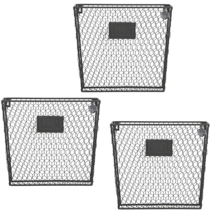 Wall Mounted Rustic Wire Mail Sorter Rack w/ Erasable Chalkboard Labels, Set of 3 - Mygiftss Enterprise LLC