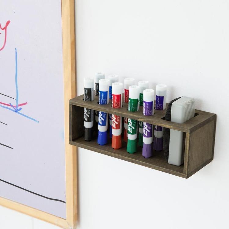 Rustic Wood Dry Erase Marker Holder - Mygiftss