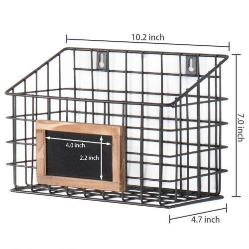Set of 3 Wall-Mounted Rustic Wire Storage Baskets w/Chalkboard Labels - Mygiftss