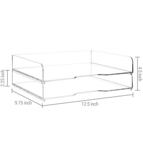 Clear Acrylic Stacking Desktop Document Trays, Set of 2 - Mygiftss