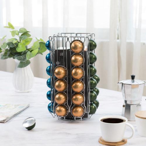 Stainless Steel Rotating Coffee Pod and Sleeve Organizer Rack - Mygiftss