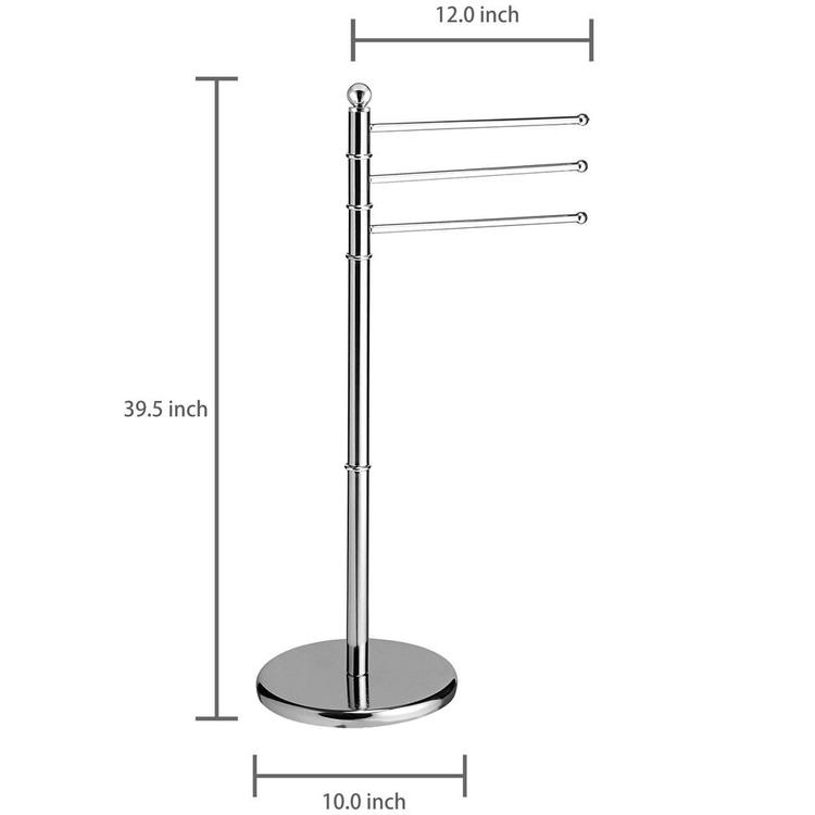 40 Inch Stainless Steel Bathroom  / Kitchen Towel Rack Stand with 3 Swivel Arms - Mygiftss Enterprise LLC