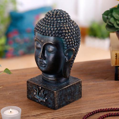 Buddha Bust with Lotus Display Base - Mygiftss