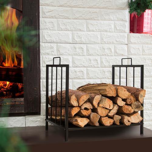 Black Metal Firewood Rack - Mygiftss
