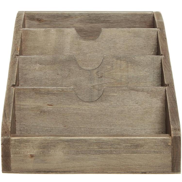 Vintage Dark Brown Wood 4 Compartments Decorative Rustic Mail Sorter / Office Desk Stationary Organizer - Mygiftss Enterprise LLC