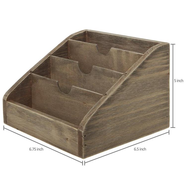 Vintage Dark Brown Wood 4 Compartments Decorative Rustic Mail Sorter / Office Desk Stationary Organizer - Mygiftss Enterprise LLC