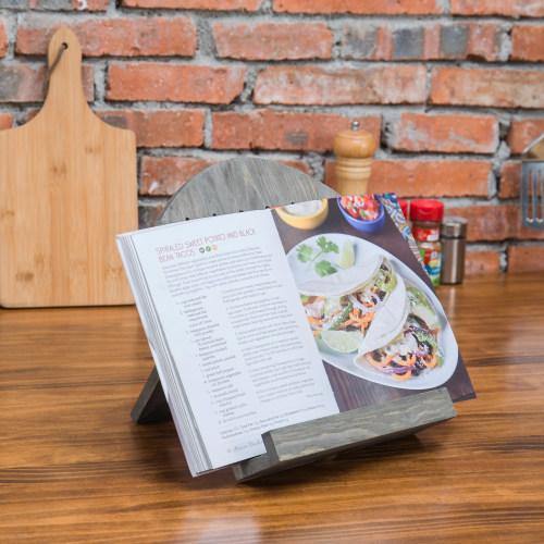 Vintage Gray Wood Cookbook/Tablet Holder with Kickstand - Mygiftss
