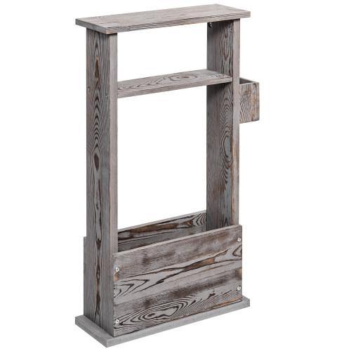 Vintage Gray Wood Side Table with Magazine Holder - Mygiftss