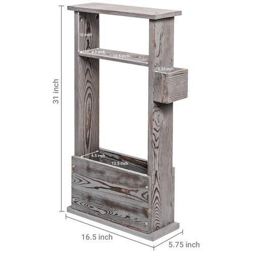 Vintage Gray Wood Side Table with Magazine Holder - Mygiftss