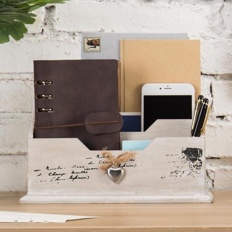 Vintage Postcard Design Wood Mail Organizer - Mygiftss