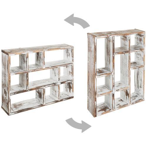 Vintage Whitewashed Wood Shadow Box Display Shelf - Mygiftss