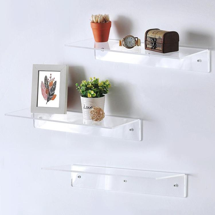 17 Inch Wall Mounted Clear Acrylic Modern Display Racks, Set of 3 - Mygiftss Enterprise LLC
