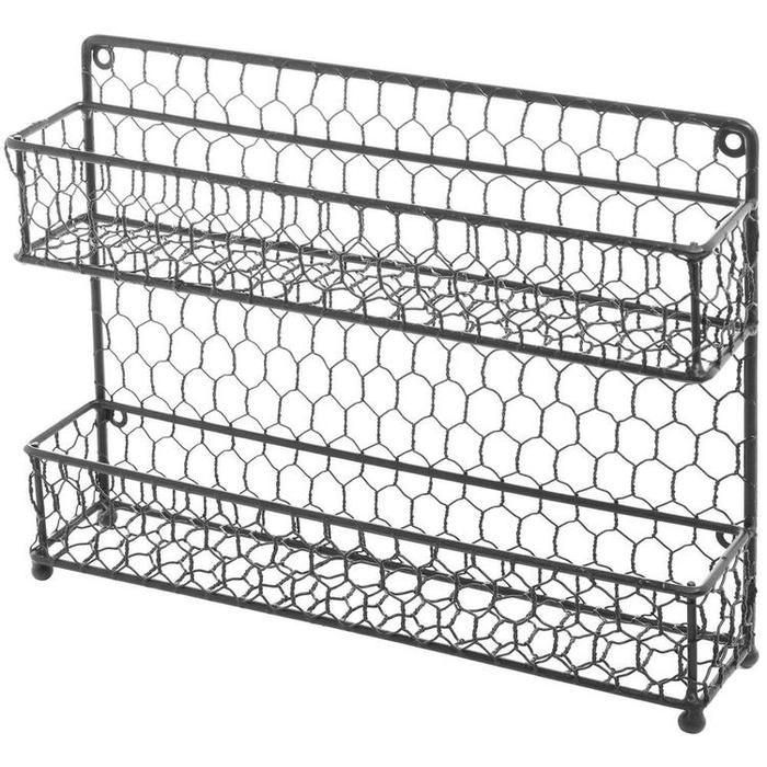Country Style Dual Tier Wire Wall Mounted / Tabletop Spice Jar Storage Rack - Mygiftss Enterprise LLC