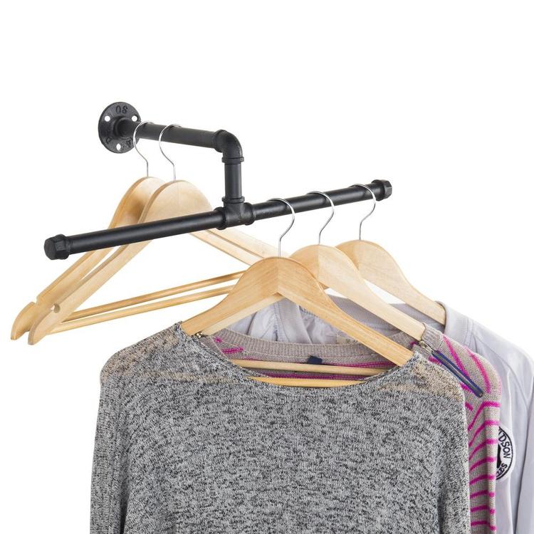 Industrial Rustic Wall-Mounted 20-Inch T-Bar Pipe Hanging Clothing Rack - Mygiftss Enterprise LLC
