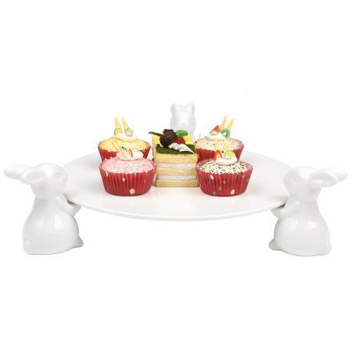 White Ceramic Bunny Serving Plate - Mygiftss
