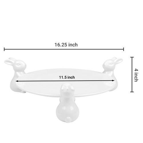 White Ceramic Bunny Serving Plate - Mygiftss