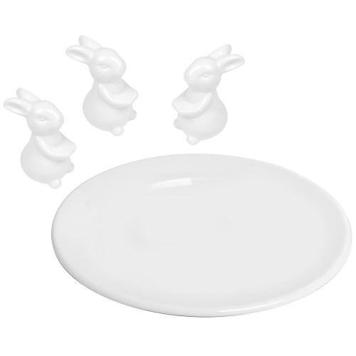 White Ceramic Bunny Serving Plate - Mygiftss