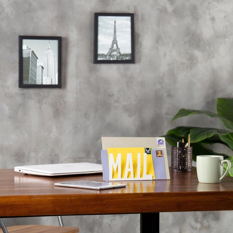 White Metal Desktop Cutout MAIL Letter Holder - Mygiftss Enterprise LLC