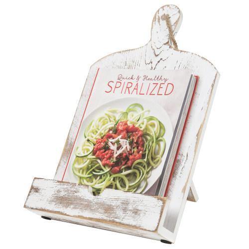 Whitewashed Cutting Board Style Cookbook Holder - Mygiftss