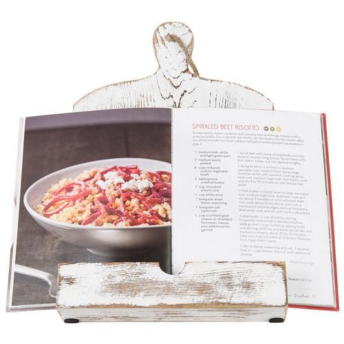 Whitewashed Cutting Board Style Cookbook Holder - Mygiftss