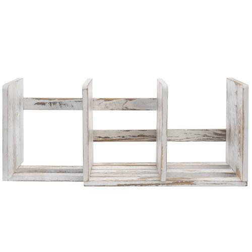 Whitewashed  Expandable Wood Desktop Bookshelf - Mygiftss