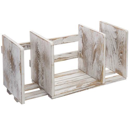 Whitewashed  Expandable Wood Desktop Bookshelf - Mygiftss