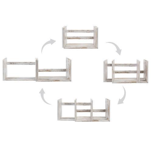 Whitewashed  Expandable Wood Desktop Bookshelf - Mygiftss
