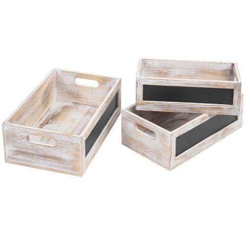 Whitewashed Nesting Crates with Chalkboard Panels, Set of 3 - Mygiftss