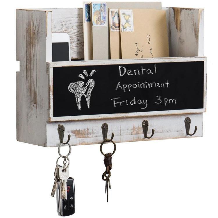 Whitewashed Wall-Mounted Mail Holder - Mygiftss