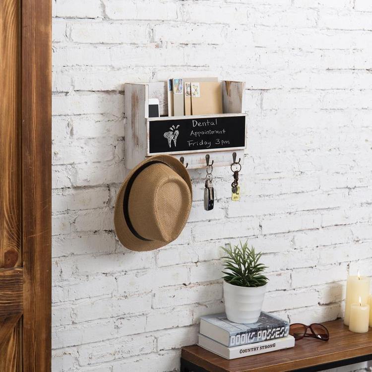 Whitewashed Wall-Mounted Mail Holder - Mygiftss