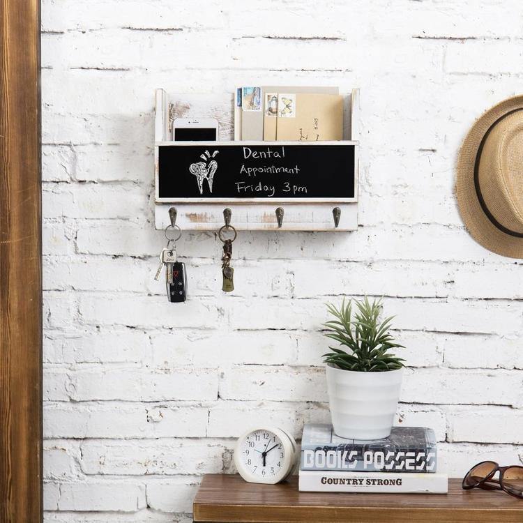 Whitewashed Wall-Mounted Mail Holder - Mygiftss