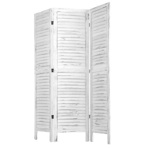 Whitewashed Wood 3 Panel Screen Room Divider - Mygiftss