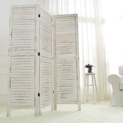 Whitewashed Wood 3 Panel Screen Room Divider - Mygiftss
