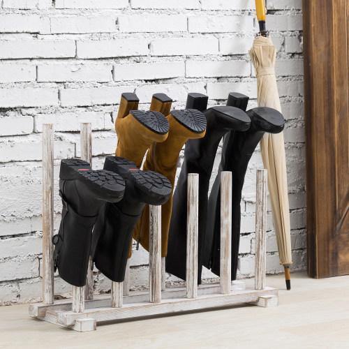 Whitewashed Wood Inverted Boot Storage Rack - Mygiftss