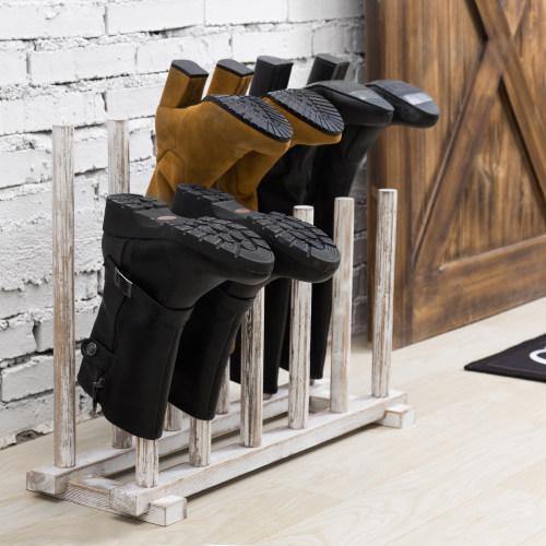 Whitewashed Wood Inverted Boot Storage Rack - Mygiftss