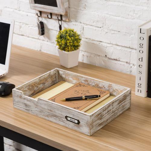 Whitewashed Wood Office Document Tray - Mygiftss