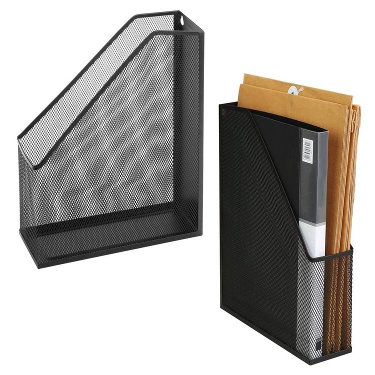 Wire Mesh Wall Mounted / Freestanding Document Rack, Set of 2, Black - Mygiftss Enterprise LLC
