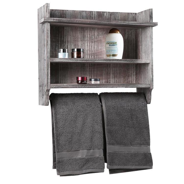 Wood Bathroom Organizer w/ Towel Bar - Mygiftss