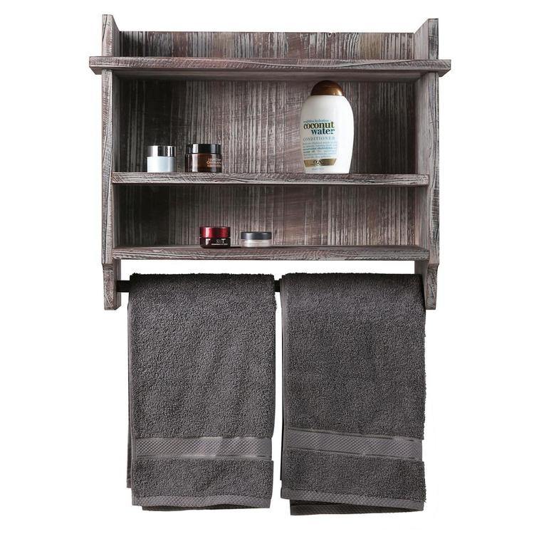 Wood Bathroom Organizer w/ Towel Bar - Mygiftss