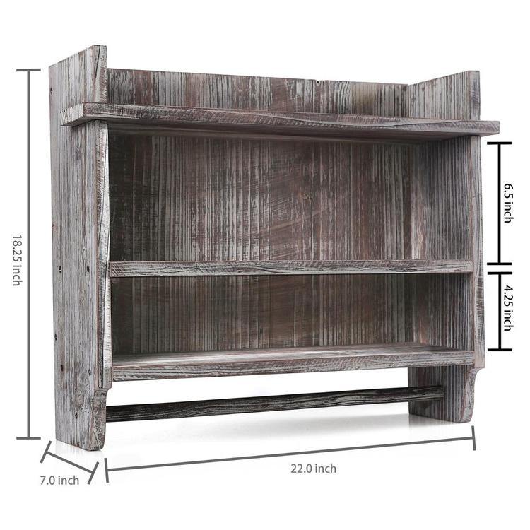 Wood Bathroom Organizer w/ Towel Bar - Mygiftss
