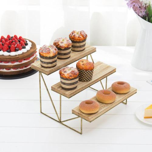 Wood & Brass Cupcake Display Riser - Mygiftss