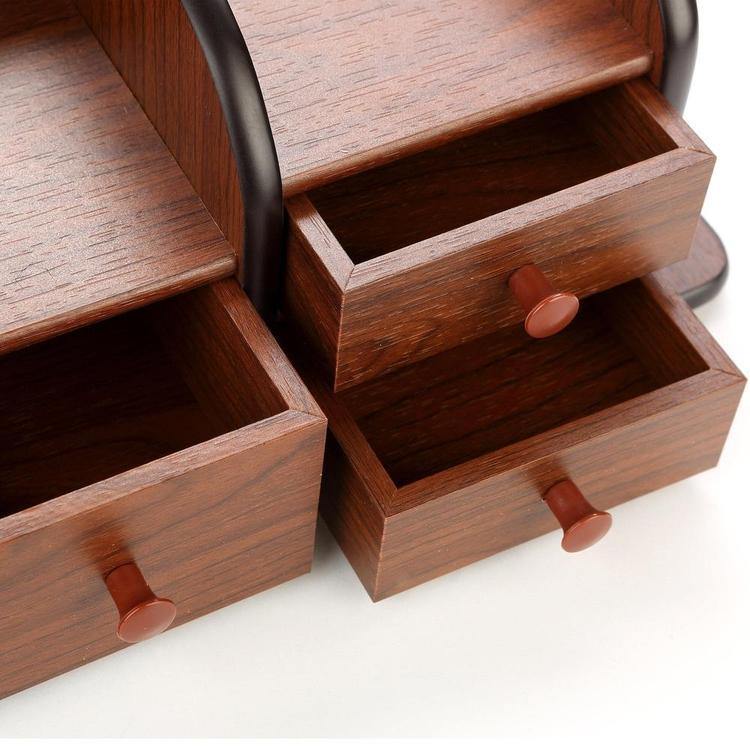 Wood Office Supplies Desk Organizer Rack - Mygiftss