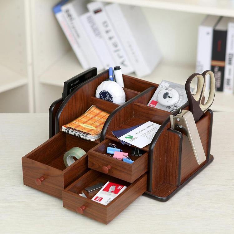Wood Office Supplies Desk Organizer Rack - Mygiftss