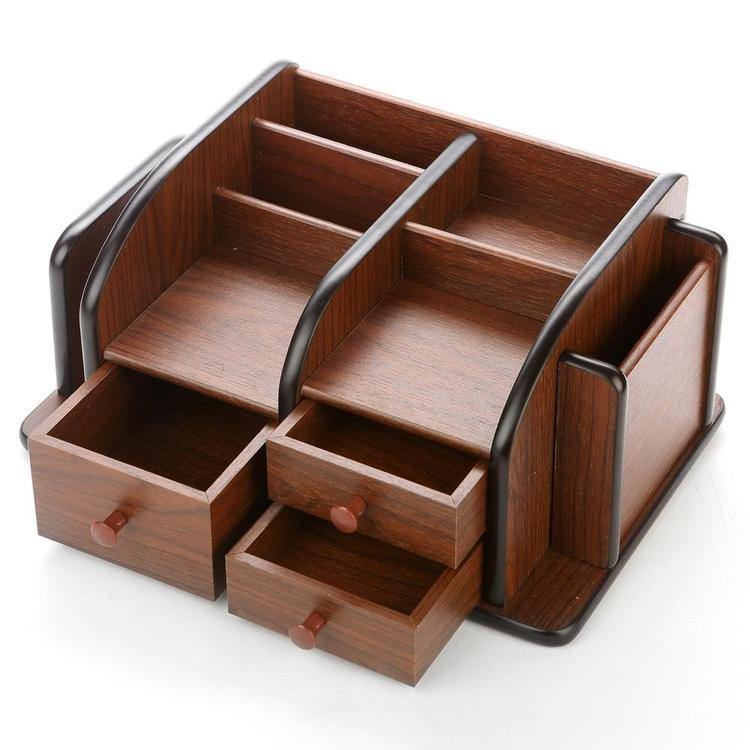 Wood Office Supplies Desk Organizer Rack - Mygiftss